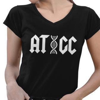 Atgc Funny Science Biology Dna Women V-Neck T-Shirt - Monsterry