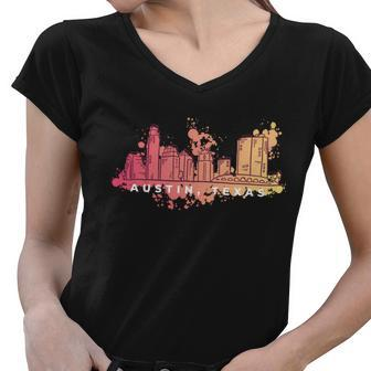 Austin Texas Skyline Tshirt Women V-Neck T-Shirt - Monsterry UK