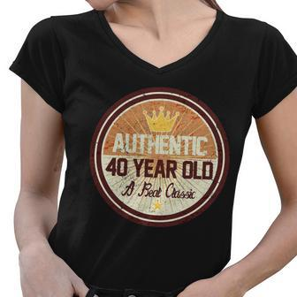 Authentic 40 Year Old Classic 40Th Birthday Women V-Neck T-Shirt - Monsterry UK