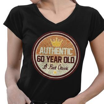 Authentic 60 Year Old Classic 60Th Birthday Women V-Neck T-Shirt - Monsterry UK