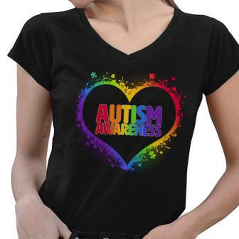 Autism Awareness - Full Of Love Women V-Neck T-Shirt - Monsterry