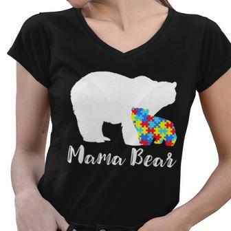 Autism Mama Bear Tshirt Women V-Neck T-Shirt - Monsterry AU