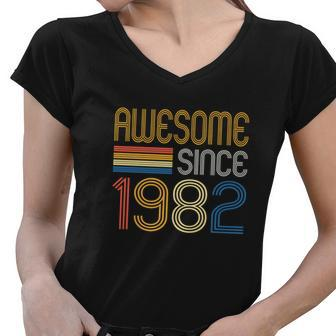 Awesome Since 1982 40Th Birthday V2 Women V-Neck T-Shirt - Monsterry