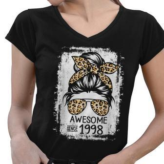 Awesome Since 1998 Vintage 1998 24Th Birthday 24 Years Old Women V-Neck T-Shirt - Seseable