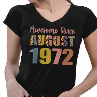 Awesome Since August 1972 50 Years Old 50Th Birthday V2 Women V-Neck T-Shirt - Thegiftio UK
