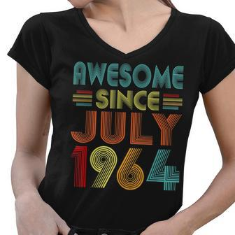 Awesome Since July 1964 Vintage 58 Years Old 58Th Birthday Women V-Neck T-Shirt - Seseable