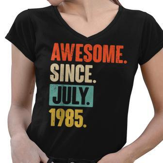 Awesome Since July 1985 37 Year Old 37Th Birthday Gift Women V-Neck T-Shirt - Seseable
