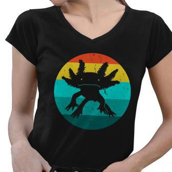 Axolotl Funny Retro Women V-Neck T-Shirt - Monsterry