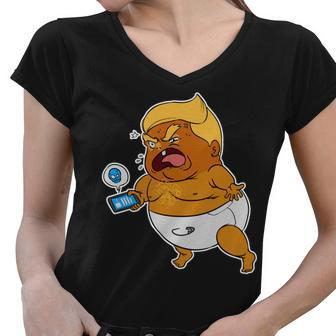 Baby Trump Crying Tweet Tshirt Women V-Neck T-Shirt - Monsterry