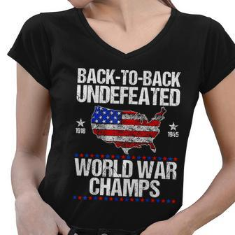 Back To Back Undefeated World War Champs Usa Flag Women V-Neck T-Shirt - Monsterry UK