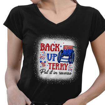 Back Up Terry Put It In Reverse 4Th Of July American Flag Women V-Neck T-Shirt - Monsterry DE