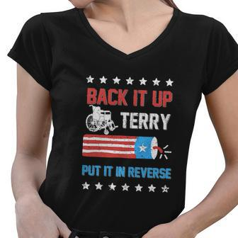 Back Up Terry Put It In Reverse Firework Fun Women V-Neck T-Shirt - Monsterry UK