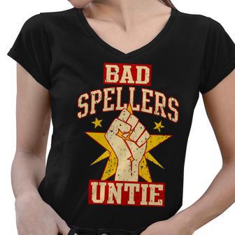 Bad Spellers Untie Unite Women V-Neck T-Shirt - Monsterry DE