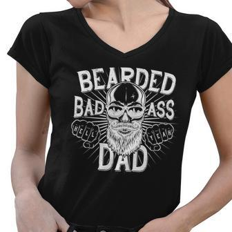 Badass Bearded Dad Tshirt Women V-Neck T-Shirt - Monsterry DE