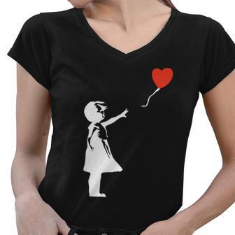 Banksy Style Women V-Neck T-Shirt - Monsterry UK