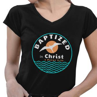 Baptized In Christ Funny Christian Adult Men Baptism Women V-Neck T-Shirt - Monsterry UK
