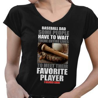Baseball Dad Raised Favorite Player Women V-Neck T-Shirt - Monsterry