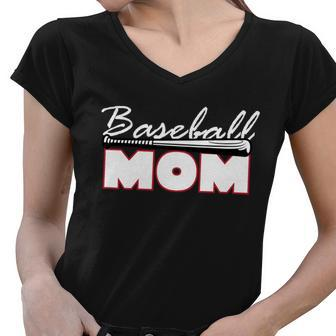 Baseball Mom Bat Logo Women V-Neck T-Shirt - Monsterry UK