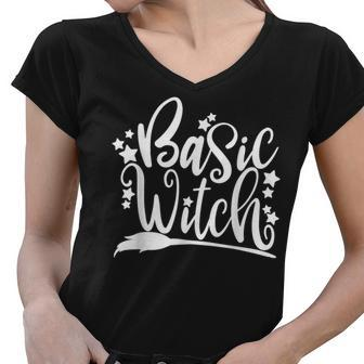 Basic Witch Witch Broom Halloween Funny Women Halloween Women V-Neck T-Shirt - Seseable