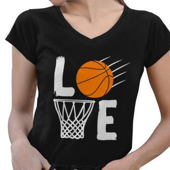 Basketball Love Basketball Lover Basketball Fan Basketball Player Women V-Neck T-Shirt - Monsterry