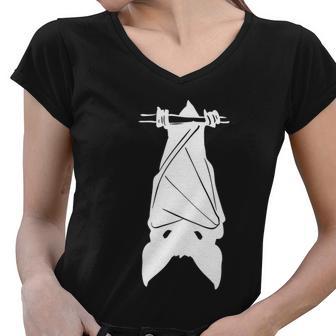 Bat Hanging Funny Halloween Quote Women V-Neck T-Shirt - Monsterry AU