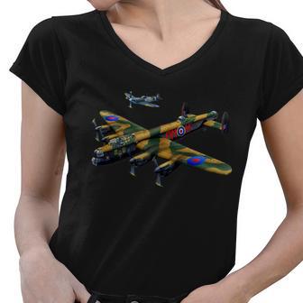 Battle Of Britain Airforce War Plane Tshirt Women V-Neck T-Shirt - Monsterry