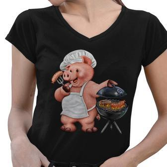 Bbq Pig Grilling Tshirt Women V-Neck T-Shirt - Monsterry DE