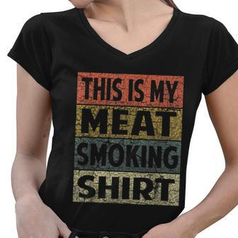 Bbq Smoker Funny Vintage Grilling Meat Smoking Tshirt Women V-Neck T-Shirt - Monsterry AU