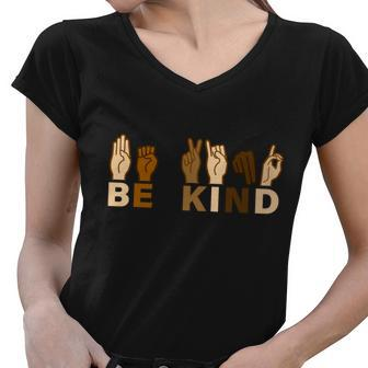 Be Kind Sign Language Women V-Neck T-Shirt - Monsterry DE