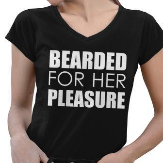 Bearded For Her Pleasure Beard Tshirt Women V-Neck T-Shirt - Monsterry DE