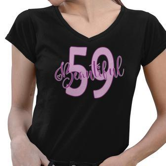 Beautiful 59Th Birthday Apparel For Woman 59 Years Old Women V-Neck T-Shirt | Mazezy