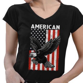 Beautiful Flying American Bald Eagle Mullet 4Th Of July Gift Women V-Neck T-Shirt - Monsterry