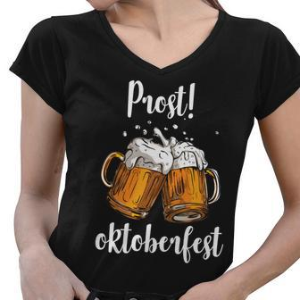 Beer Oktoberfest Prost Cheers Tshirt Women V-Neck T-Shirt - Monsterry AU