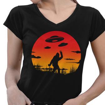 Believe Bigfoot Ufo Tshirt Women V-Neck T-Shirt - Monsterry UK