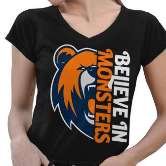 Believe In Monsters Chicago Football Women V-Neck T-Shirt - Monsterry UK