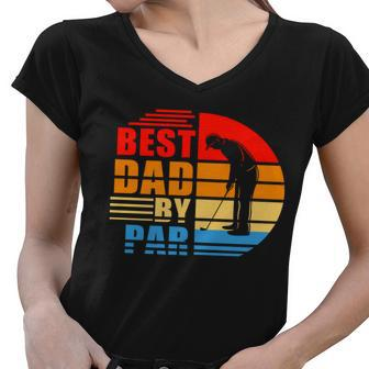 Best Dad By Par Retro Golf Sunset Tshirt Women V-Neck T-Shirt - Monsterry AU