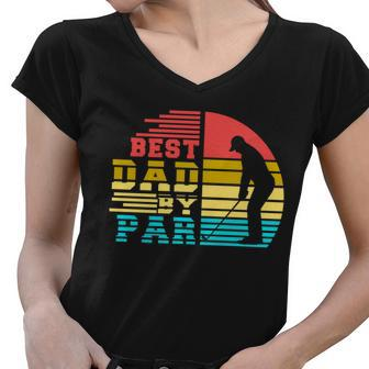 Best Dad By Par Retro Sunset Tshirt Women V-Neck T-Shirt - Monsterry AU