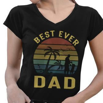 Best Dad Ever Fathers Day Gift For Daddy Best Father Graphic Design Printed Casual Daily Basic Women V-Neck T-Shirt - Thegiftio UK
