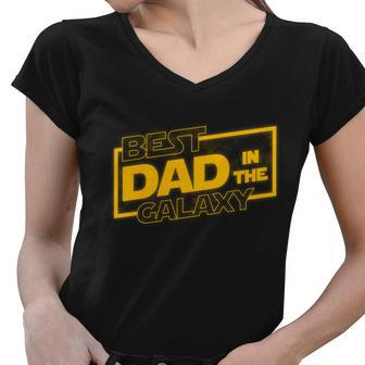 Best Dad In The Galaxy Movie Parody Logo Tshirt Women V-Neck T-Shirt - Monsterry DE