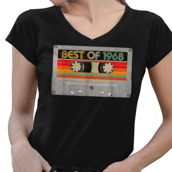 Best Of 1968 54Th Birthday Gifts Cassette Tape Vintage Women V-Neck T-Shirt - Thegiftio UK