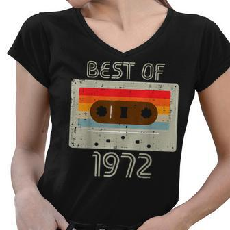 Best Of 1972 Casette Tape Retro 50Th Birthday 50 Years Old Women V-Neck T-Shirt - Seseable
