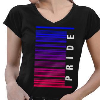 Bi Pride Barcode Bisexual Women V-Neck T-Shirt - Monsterry UK