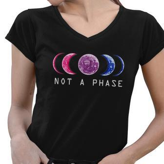 Bi Pride Not A Phase Bisexual Pride Moon Lgbt Lgbtq Women V-Neck T-Shirt - Monsterry AU