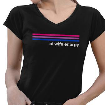 Bi Wife Energy Bisexual Pride Flag Bisexuality Lgbtq V2 Women V-Neck T-Shirt - Monsterry DE