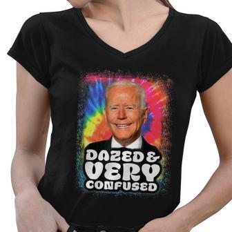 Biden Dazed And Very Confused Tie Dye Funny Tshirt Women V-Neck T-Shirt - Monsterry CA