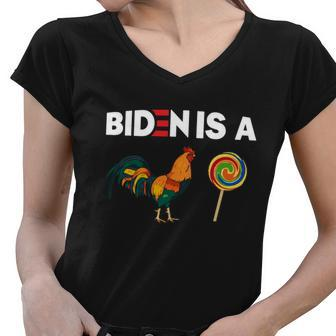Biden Is A Rooster Lollipop Funny Biden Meme Joe Biden Joke Women V-Neck T-Shirt - Monsterry
