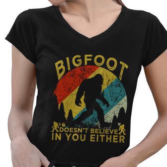 Bigfoot Doesnt Believe In You Either V2 Women V-Neck T-Shirt - Monsterry UK