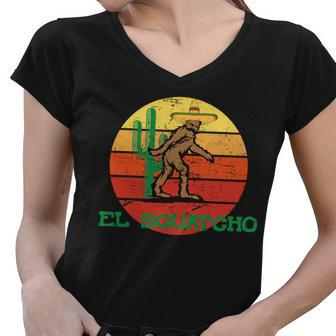 Bigfoot El Squatcho Mexican Sasquatch Tshirt Women V-Neck T-Shirt - Monsterry DE