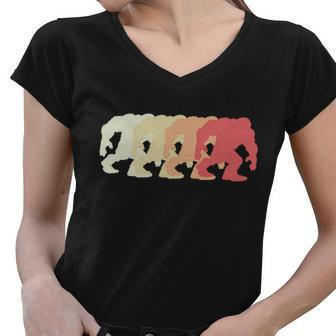 Bigfoot Silhouette Retro Sasquatch Tshirt Women V-Neck T-Shirt - Monsterry DE
