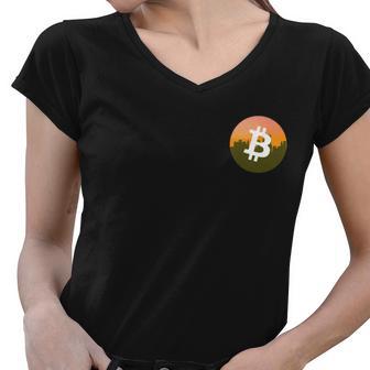 Bitcoin Skyline Front And Back Tshirt Women V-Neck T-Shirt - Monsterry DE